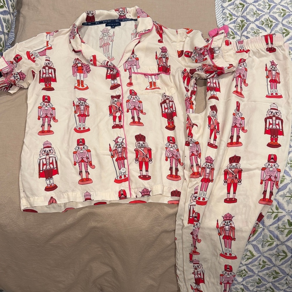 Women's Nutcracker Print Pajama Set - Cream and Red
